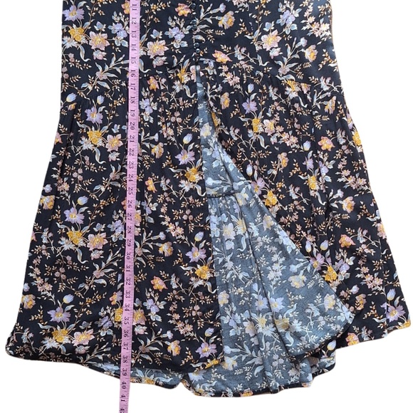 American Eagle Black Floral Boho Maxi Skirt Sz 10 Cottagecore Fairy Prairie - Picture 6 of 11
